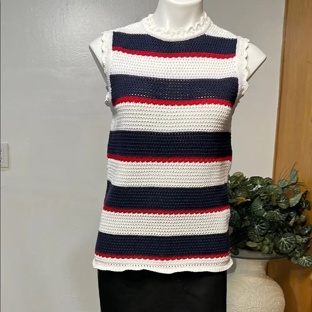 Ted Baker Ribbed Tank Top Blue and Red